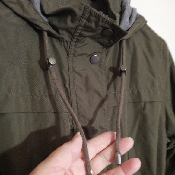 Merona olive green utility jacket with jersey lining and hood - Picture 5 of 13